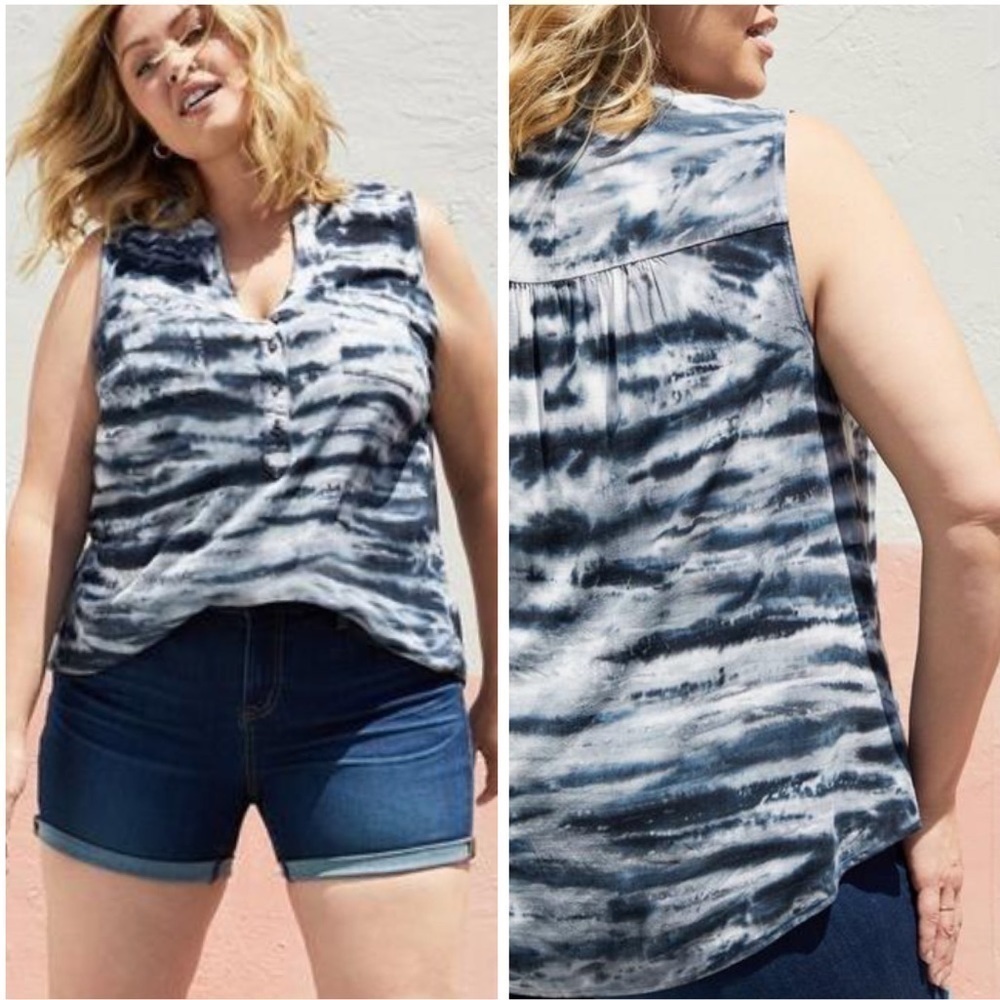 Torrid 5X Boho Tie Dye Print Harper Rayon Slub Pullover Sleeveless Top